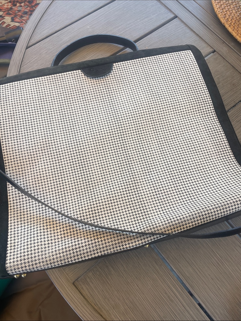 vintage Ginza Kanematsu Black & White Houndstooth Business Bag - Women